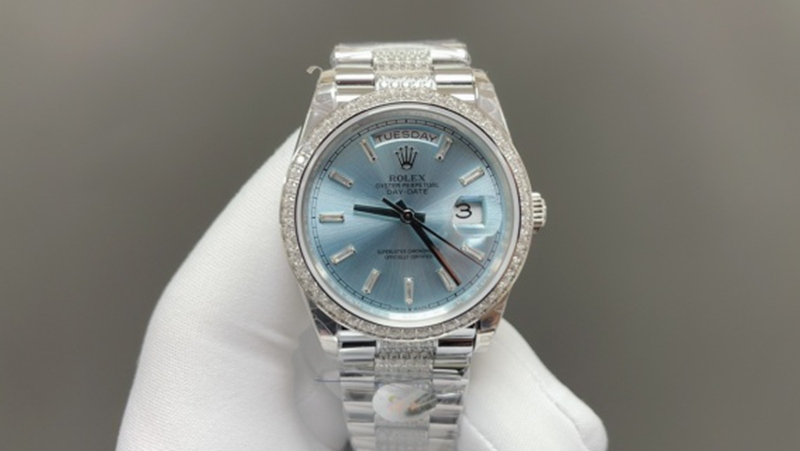 Best Edition with Automatic Movement Rolex Weekly Diary 36mm Steel Belt Light Blue Watch